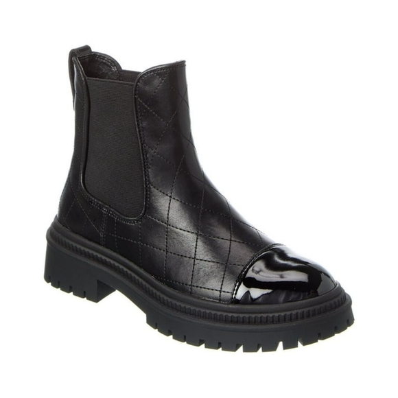 Steve Madden Women's Mayslie Black Patent Leather Cap-Toe Chelsea Booties Size10 - Picture 1 of 16